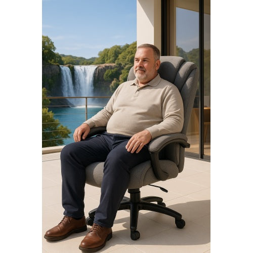 High back, skin friendly cotton fabric material office chair that can be raised and lowered