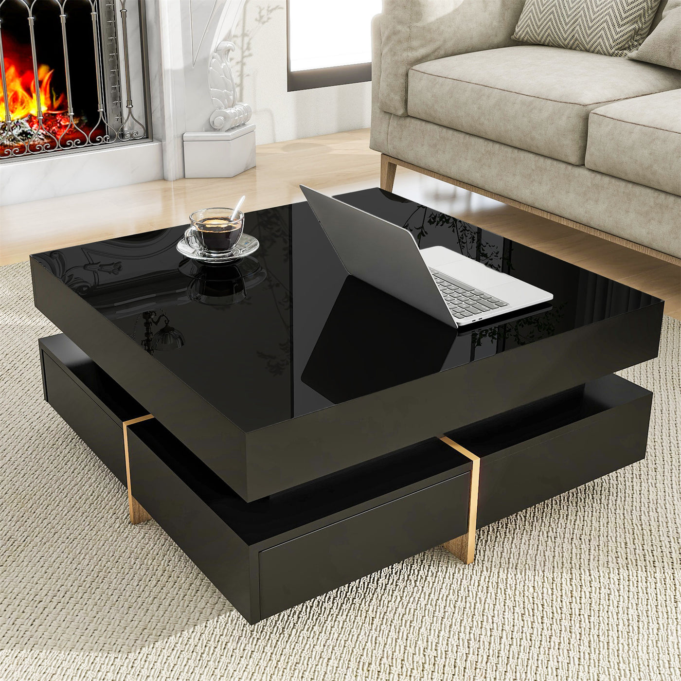 Logicfox Coffee Table With Drawers