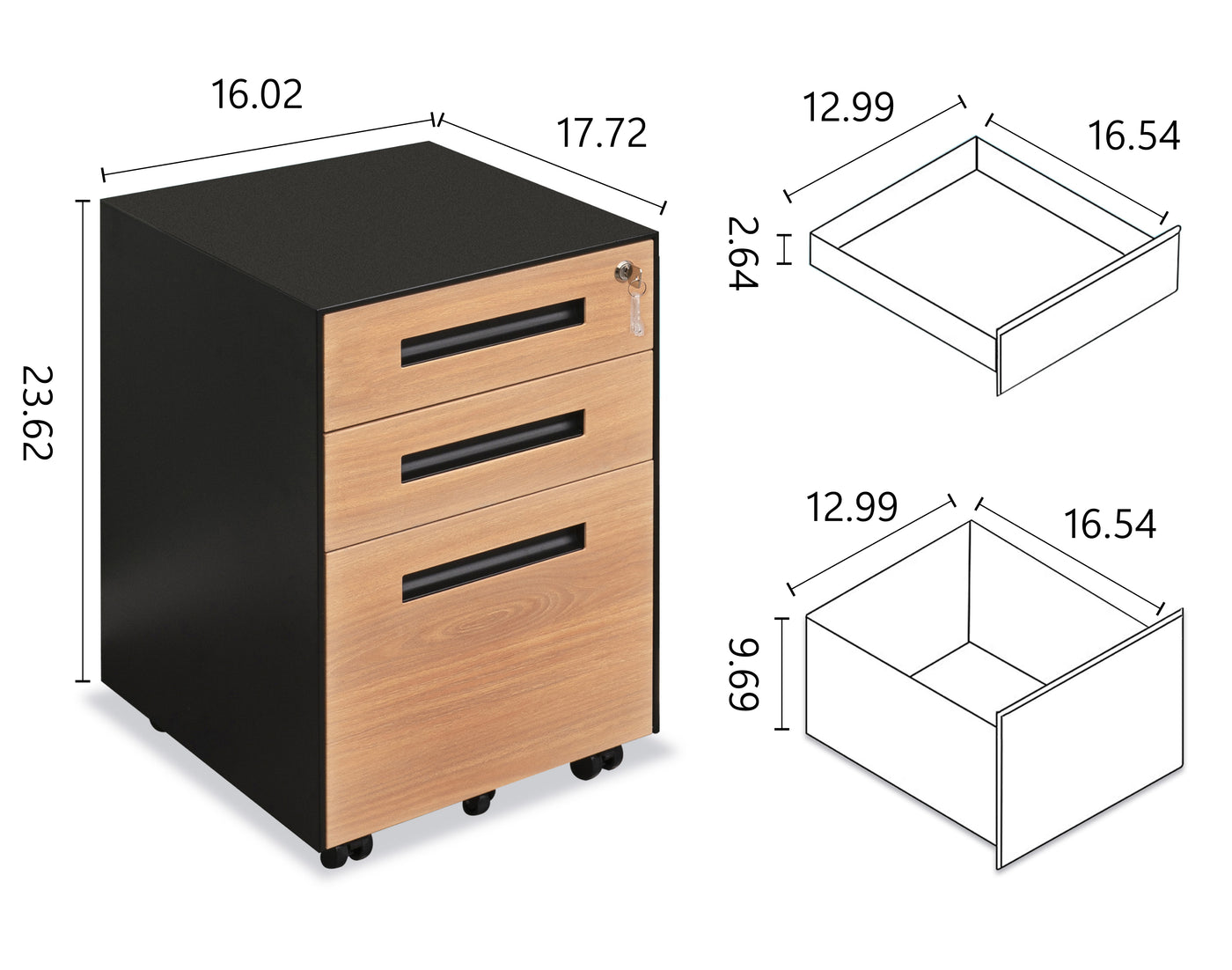 Logicfox 3 Drawers Metal File Cabinet