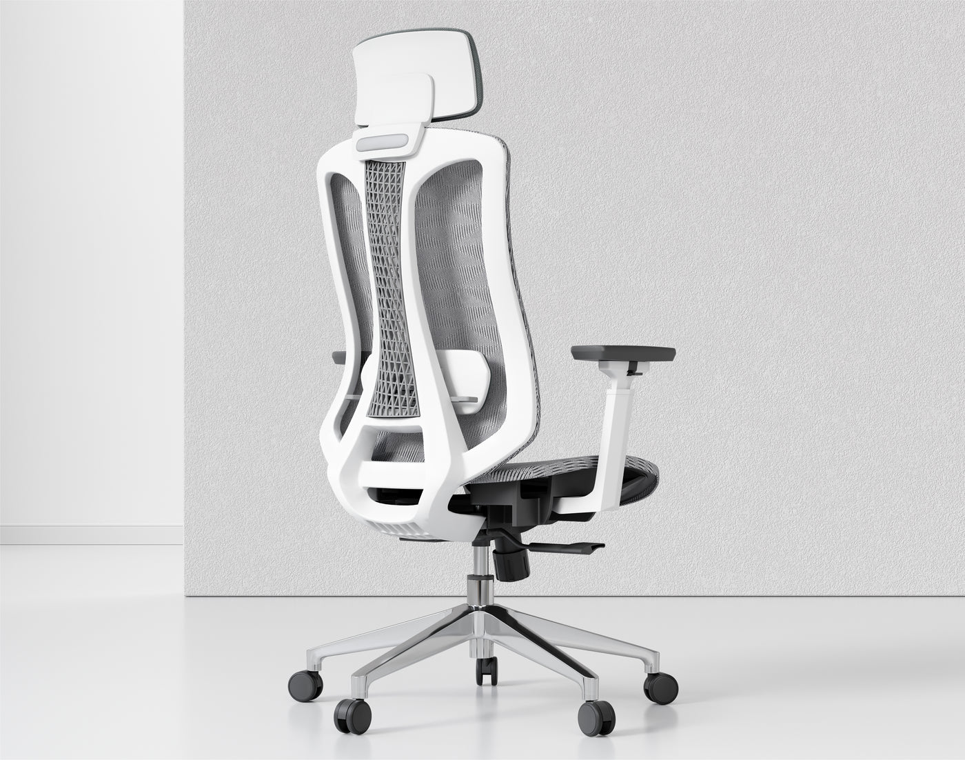Ergonomic-Chair-Pro-white-frame-black-cotton